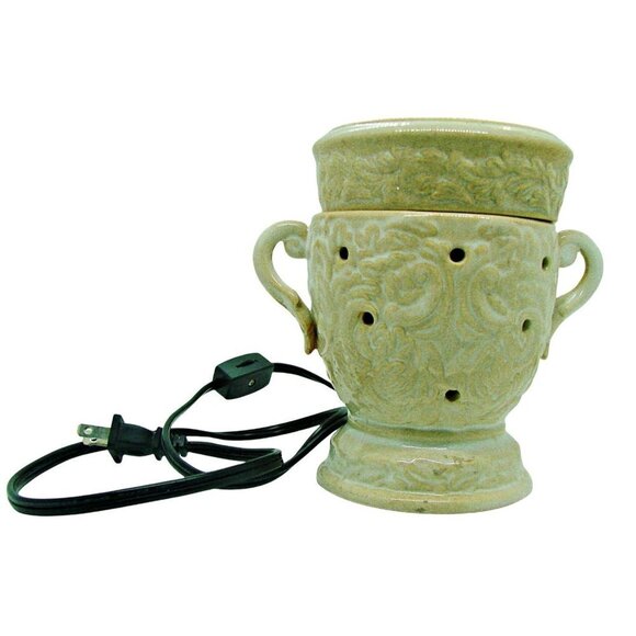 Deco Ceramic Electric Scented Wax Candle Warmer Beige Decorative Aromatherapy - Picture 1 of 9
